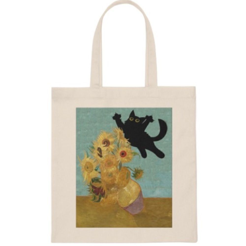 Van Gogh Sunflowers Cat Tote